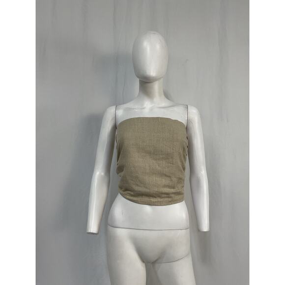 Faithfull The Brand 'Praiyah' Tan Linen Bodice Top Size S - Picture 2 of 5
